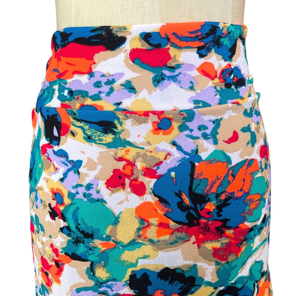 Vibrant Abstract Floral Cassie Pencil Skirt